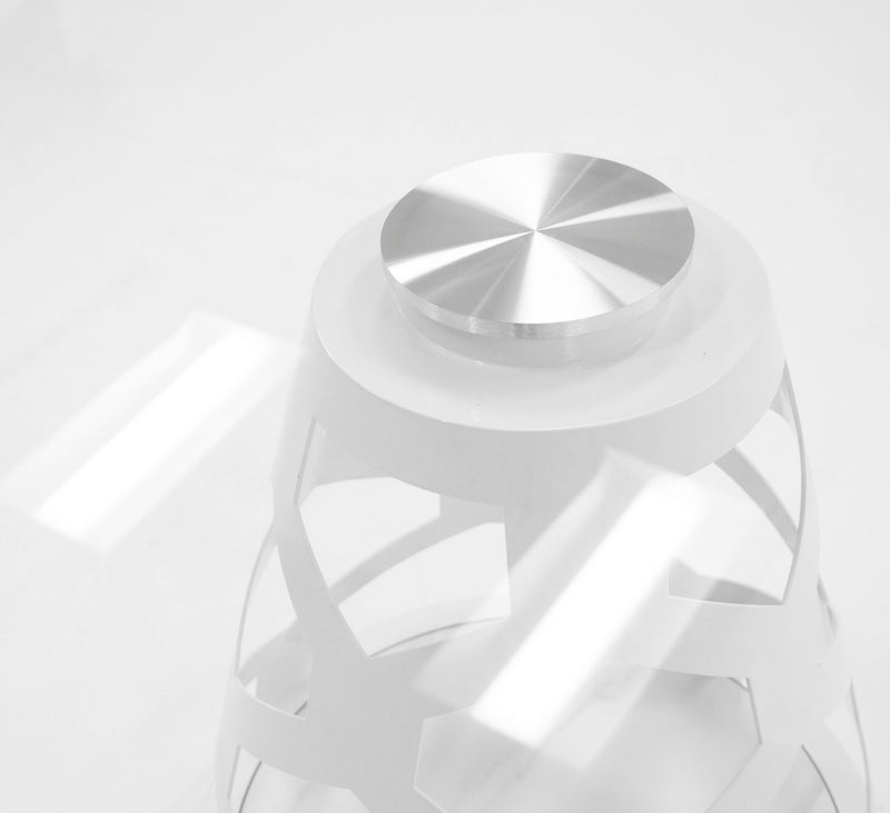 Lilly - Modern 12mm Round Glass + White Dining Table — view 4