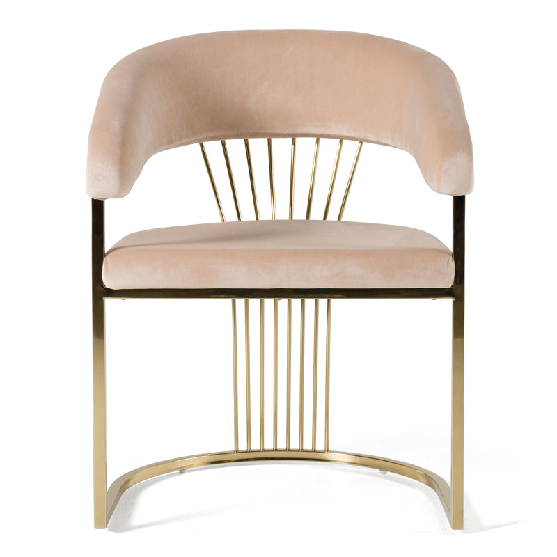 Linda - Modern Beige Velvet and Gold Dining Chair