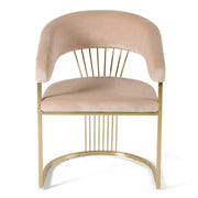 Linda - Modern Beige Velvet and Gold Dining Chair — view 2