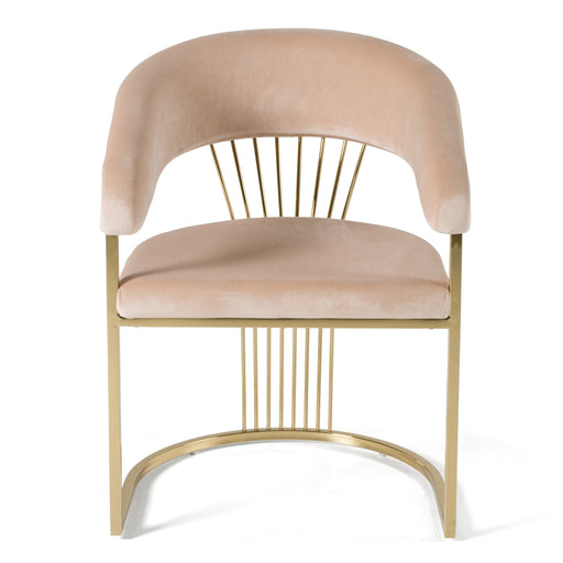 Linda - Modern Beige Velvet and Gold Dining Chair — view 2
