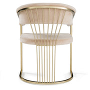 Linda - Modern Beige Velvet and Gold Dining Chair — view 4