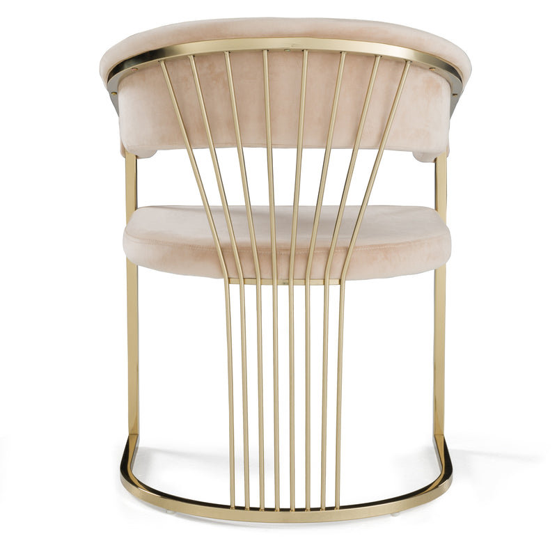 Linda - Modern Beige Velvet and Gold Dining Chair — view 4