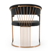 Linda - Modern Black Velvet and Rosegold Dining Chair — view 4