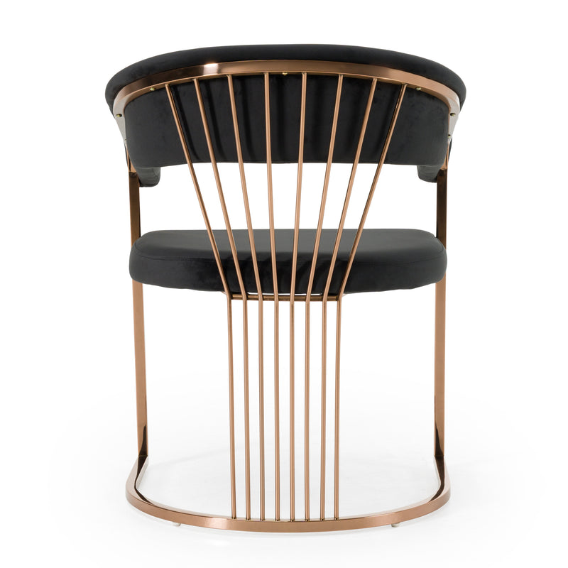 Linda - Modern Black Velvet and Rosegold Dining Chair — view 4