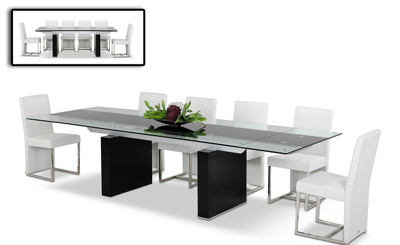 Lisbon Modern Glas Extendable Dining Table — view 3
