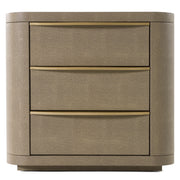 Lois - Modern Beige Shagreen + Brass Nightstand — view 4