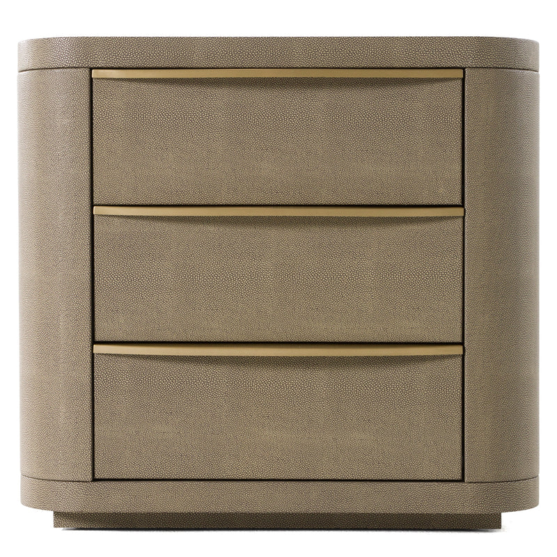 Lois - Modern Beige Shagreen + Brass Nightstand — view 4