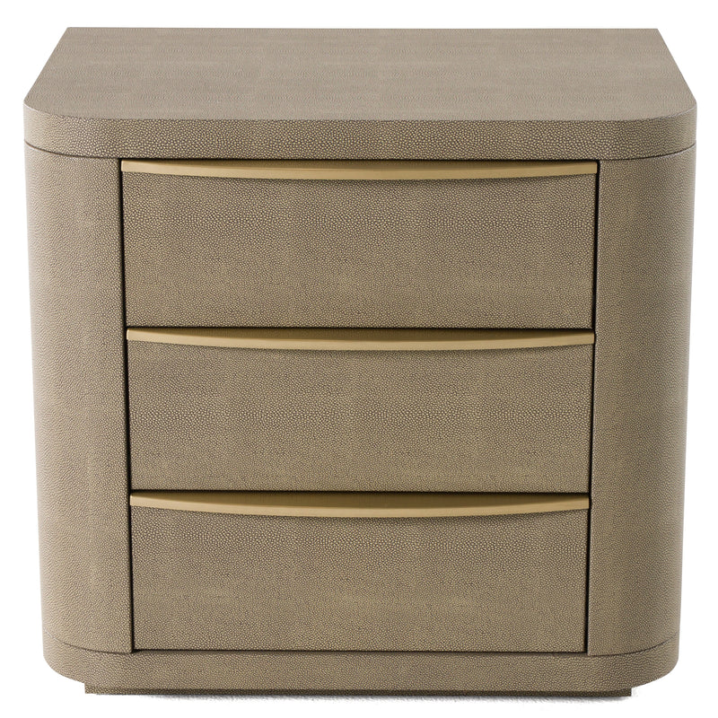 Lois - Modern Beige Shagreen + Brass Nightstand — view 5