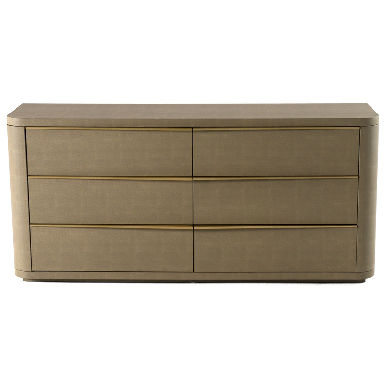 Lois - Modern Beige Shagreen + Brass Dresser — view 5