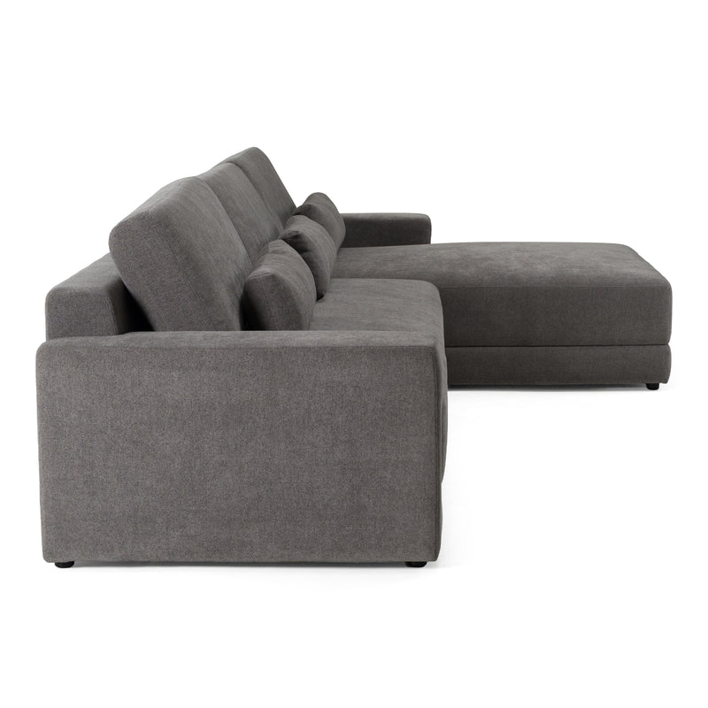 Loki - Modern Grey Fabric Right Facing Sectional Sofa — view 3