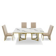 Loomis - White Marble & Gold Dining Table — view 2
