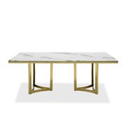 Loomis - White Marble & Gold Dining Table — view 4
