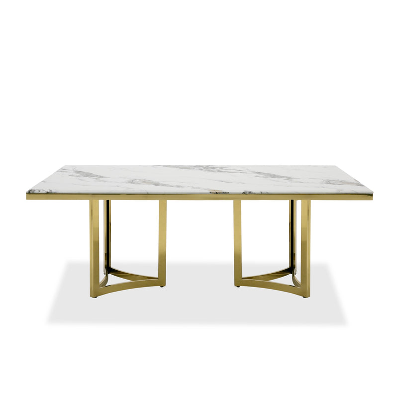 Loomis - White Marble & Gold Dining Table — view 4