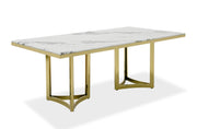 Loomis - White Marble & Gold Dining Table — view 5