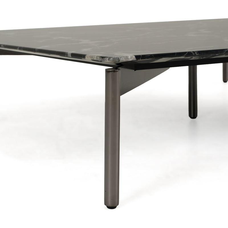 Lothal - Modern Black Faux Marble Coffee Table — view 4