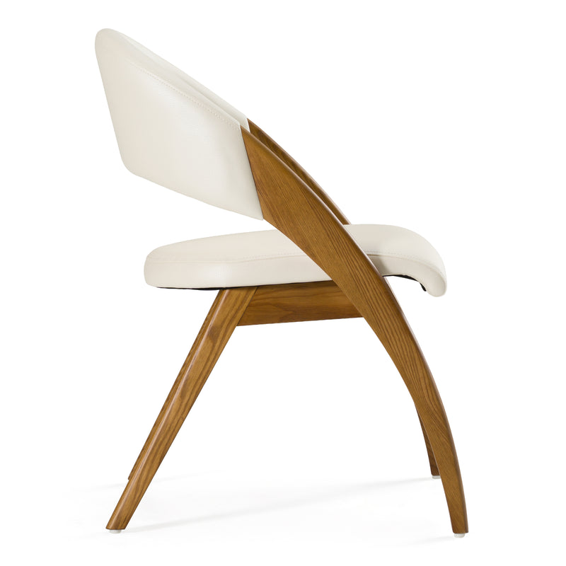 Lucas Mid-Century Cream & Walnut Dining Chair — view 2