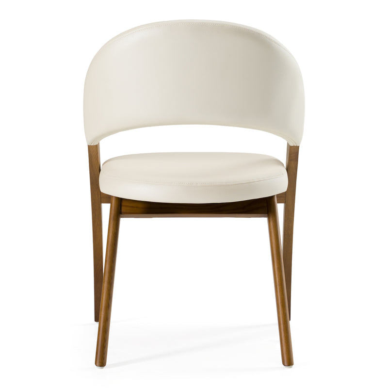 Lucas Mid-Century Cream & Walnut Dining Chair — view 3