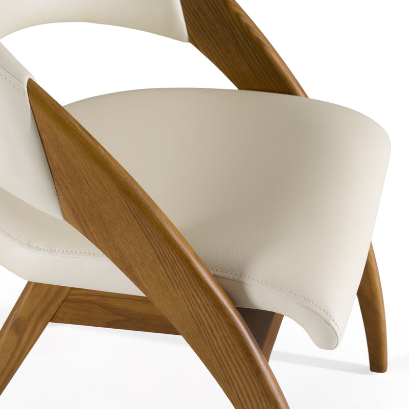 Lucas Mid-Century Cream & Walnut Dining Chair — view 4