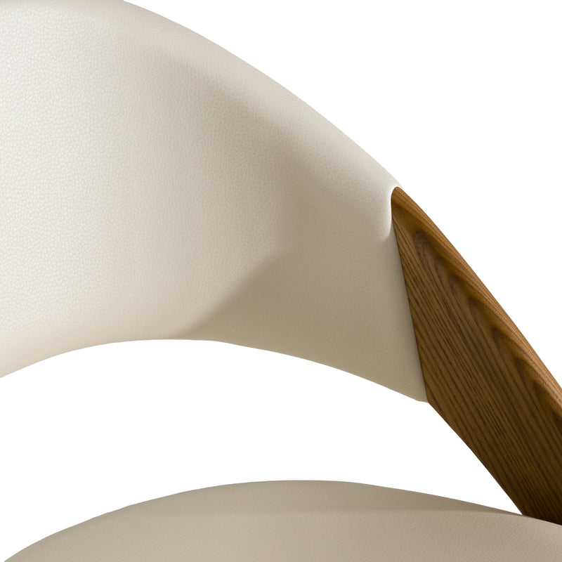 Lucas Mid-Century Cream & Walnut Dining Chair — view 5