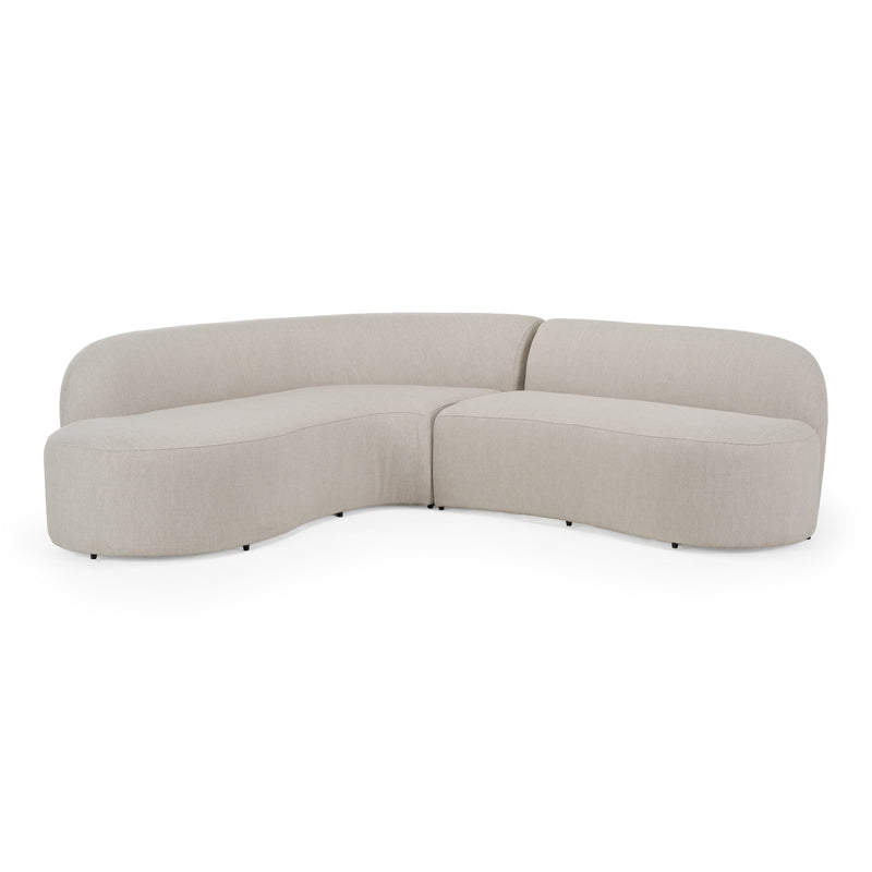 Lucena - Outdoor Oyster Olefin Fabric Curved Sectional Sofa — view 2