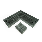 Ludwig - Modern Dark Green Fabric Modular Sectional — view 3