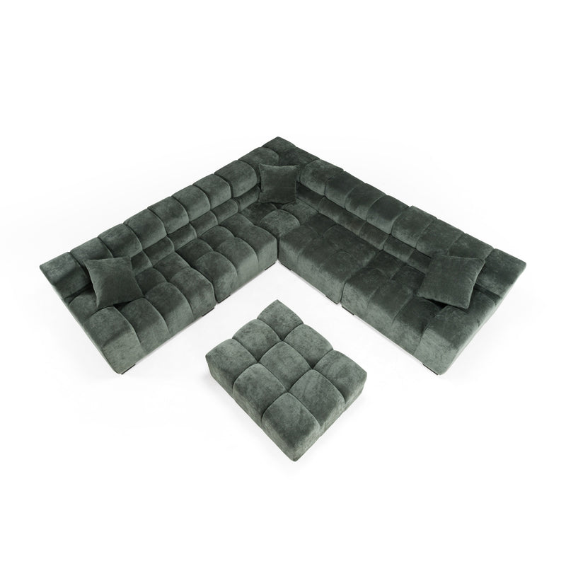 Ludwig - Modern Dark Green Fabric Modular Sectional — view 3