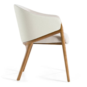 Lunde Cream Fabric and Walnut Arm Dining Chair — view 3
