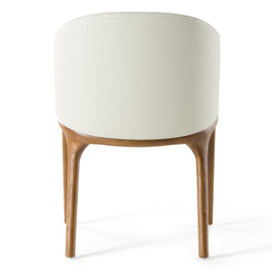 Lunde Cream Fabric and Walnut Arm Dining Chair — view 4