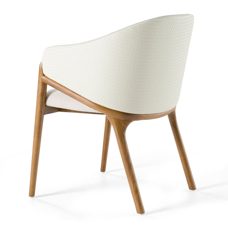 Lunde Cream Fabric and Walnut Arm Dining Chair — view 5