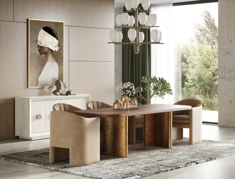 Marjorie - Modern Walnut + Brushed Gold Rectangular Dining Table — view 4