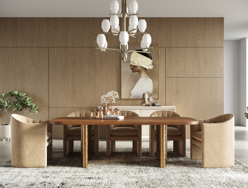 Marjorie - Modern Walnut + Brushed Gold Rectangular Dining Table — view 5