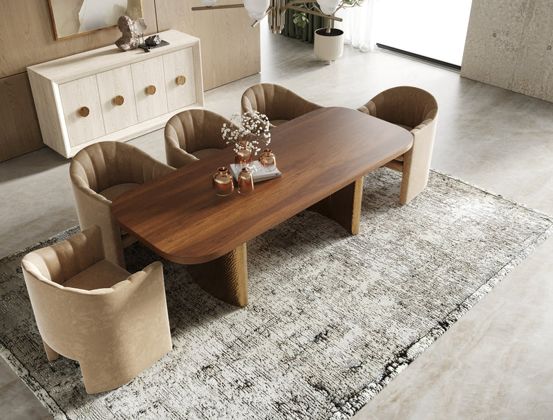 Marjorie - Modern Walnut + Brushed Gold Rectangular Dining Table — view 3