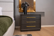 Manhattan - Contemporary Grey and Gold Nightstand — view 2