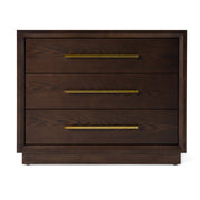 Manhattan - Contemporary Brown Oak and Gold Nightstand — view 4