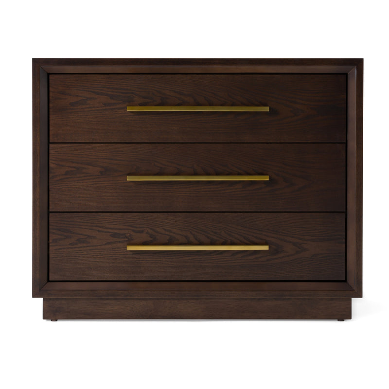 Manhattan - Contemporary Brown Oak and Gold Nightstand — view 4