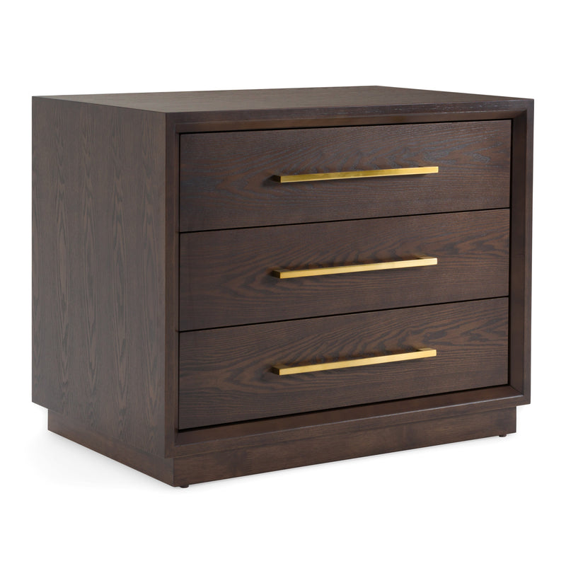 Manhattan - Contemporary Brown Oak and Gold Nightstand — view 5
