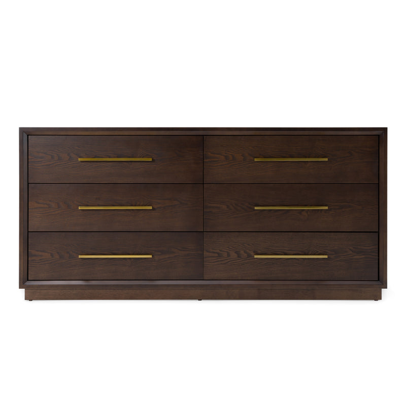 Manhattan - Contemporary Brown Oak and Gold Dresser — view 3