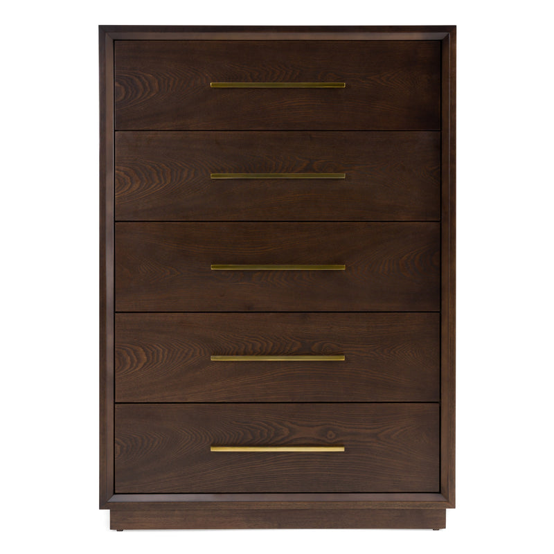 Manhattan - Contemporary Brown Oak and Gold Chest — view 2