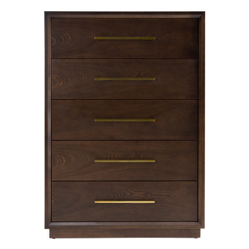 Manhattan - Contemporary Brown Oak and Gold Chest — view 2