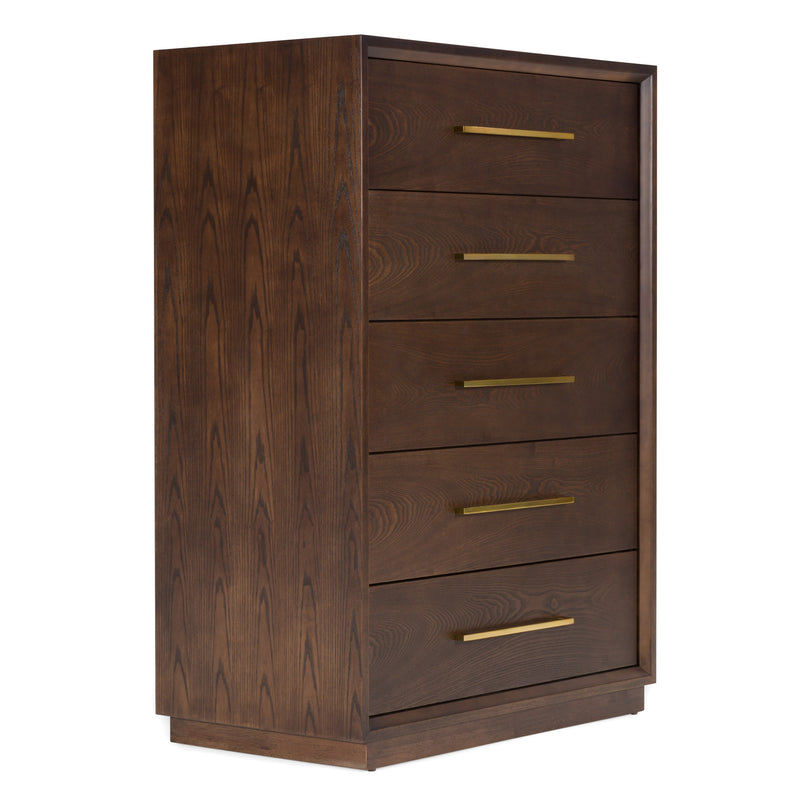 Manhattan - Contemporary Brown Oak and Gold Chest — view 3