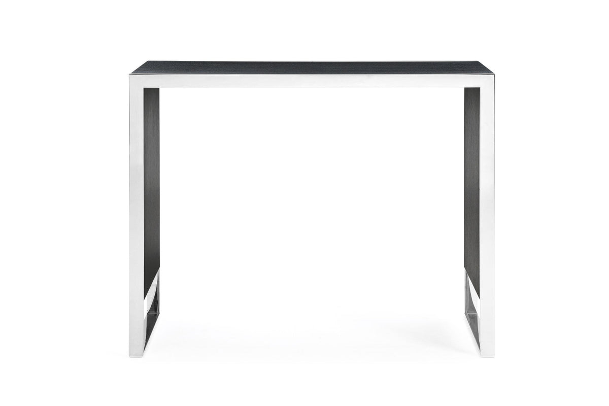 Manston - Modern Black Oak & Stainless Steel Bar Table — view 2