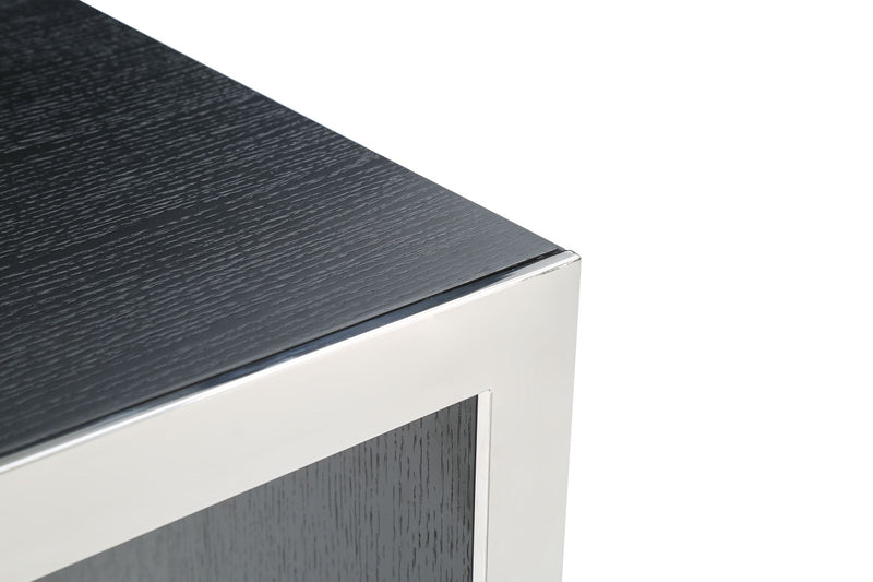 Manston - Modern Black Oak & Stainless Steel Bar Table — view 5
