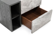 Maranello - Modern Grey Wash & Faux Marble Nightstand — view 2