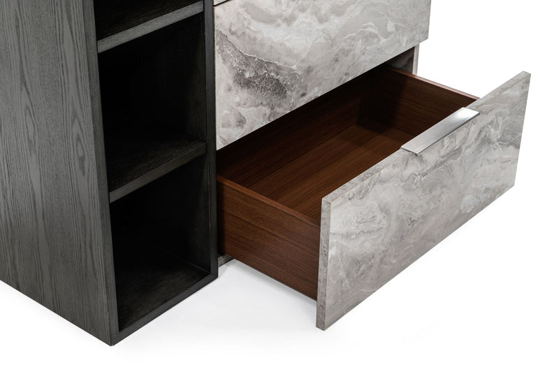 Maranello - Modern Grey Wash & Faux Marble Chest — view 2