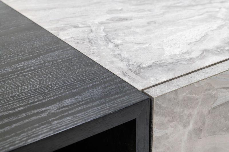 Maranello - Modern Grey Wash & Faux Marble Chest — view 3