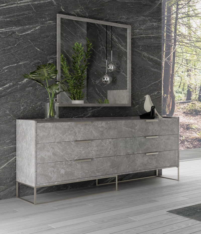 Marbella - Italian Modern Grey Faux Marble 4-Piece Bedroom Set — view 3