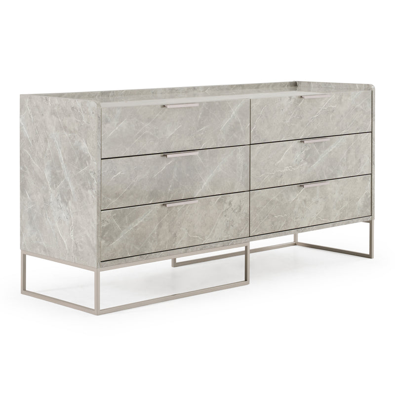 Marbella - Italian Modern Grey Faux Marble 4-Piece Bedroom Set — view 4