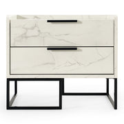Marbella - Italian Modern White Marble Nightstand — view 3