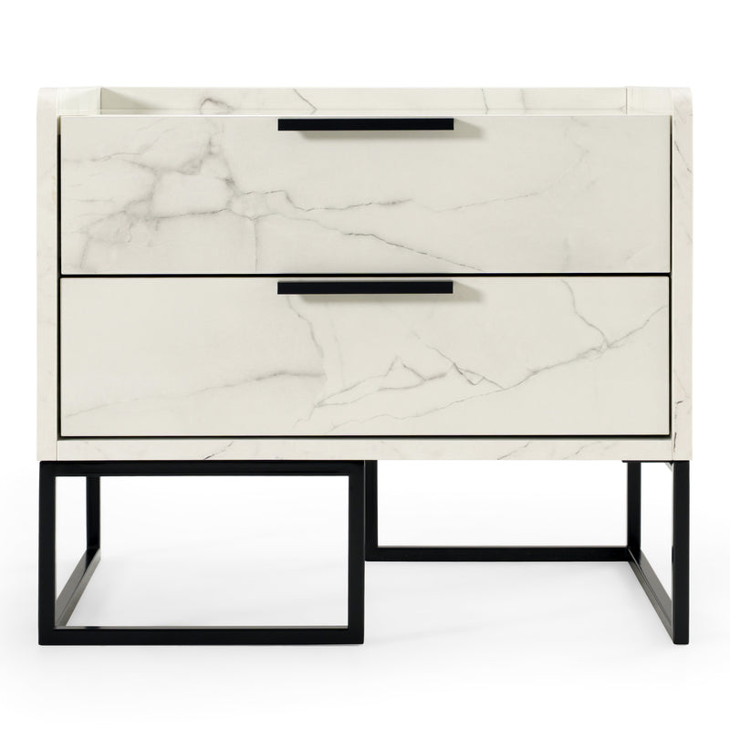 Marbella - Italian Modern White Marble Nightstand — view 3