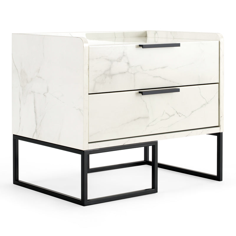 Marbella - Italian Modern White Marble Nightstand — view 4
